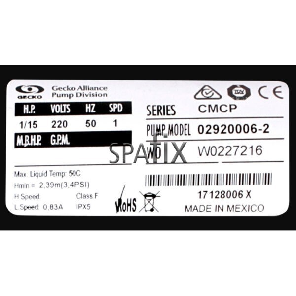 Gecko Aqua-Flo Cirkulationspumpe CMCP label
