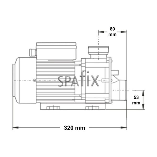 LX pumpe TDA35 cirkulationspumpe 0.35 HP, 1.5″ Lx Circulation Pumpe Whirlpool Tda35 Draw1 - SpaFix