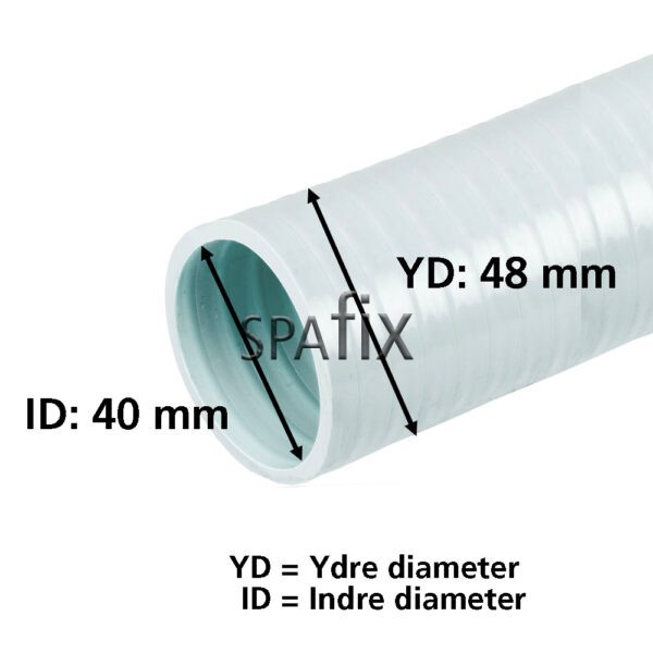 120-0140 1.5" Flexslange fra Waterway mål meassures