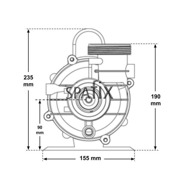 1025002 balboa sta rite durajet pentair pumpe dimension front