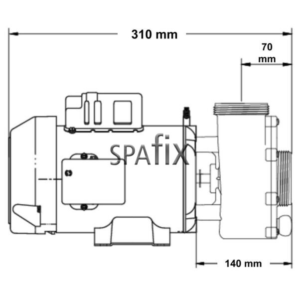 06334000 2040 Gecko CMXP circulation pump 1 15hp side drawing