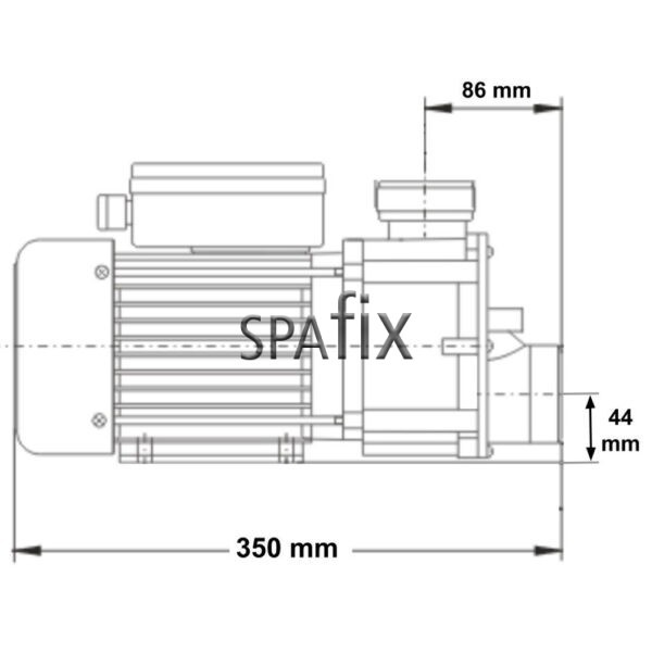 JA100 lx whirlpool 24hr circulationpump dimension side