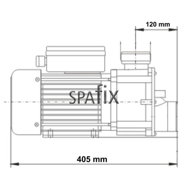 ja200 lx whirlpool single speed massage pump dimension side