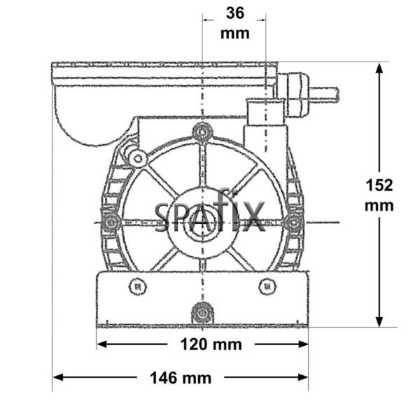 WE10 lx whirlpool 180w cirkulationpump front measure