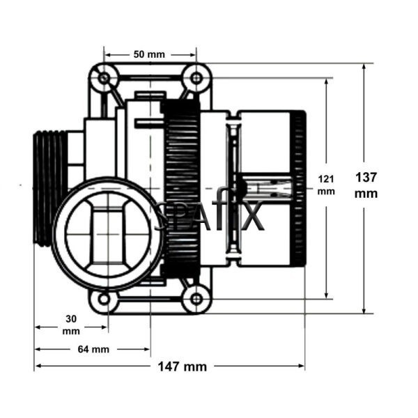 Laing pumpe E14 cirkulationspumpe 0.33 HP – 24 timers pumpe Laing E14 Pompe Dimensions 2 - SpaFix