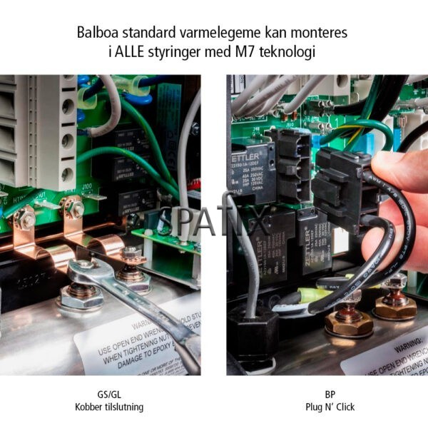 Balboa standard varmelegeme kan monteres i ALLE styringer med M7 teknologi